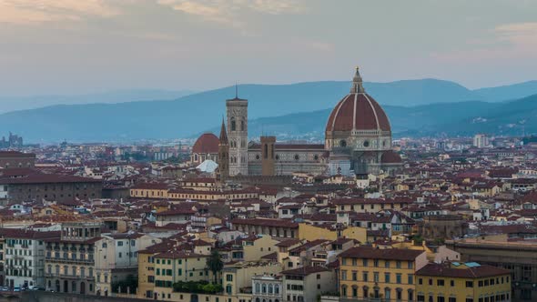 Sunset Time Lapse of Florence Skyline in Italy