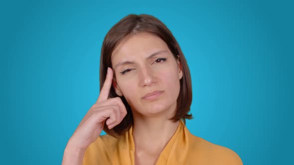 Thoughtful woman facial expression.