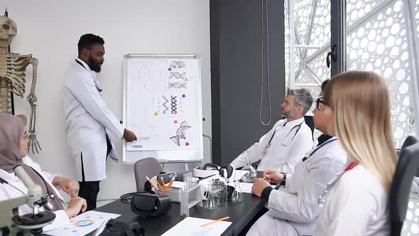 Doctors of Mixed Race Medical Listens to a Lecture by an Experienced African American Doctor