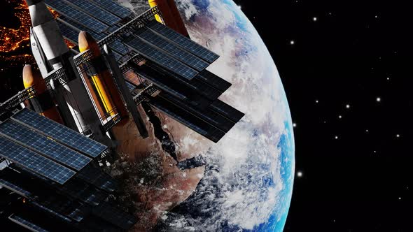 International Space Station Navigation Satellite Orbiting Earth Planet