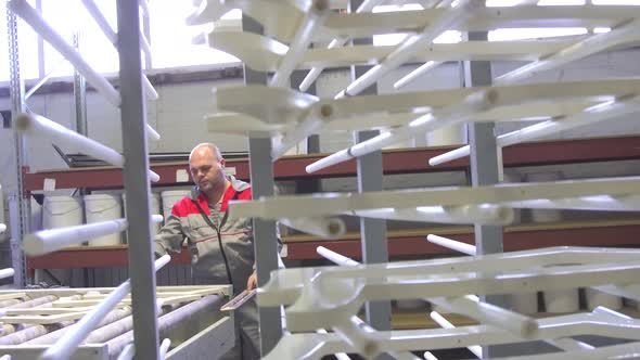 Man at the Factory Furniture Painted Wooden Woodwork