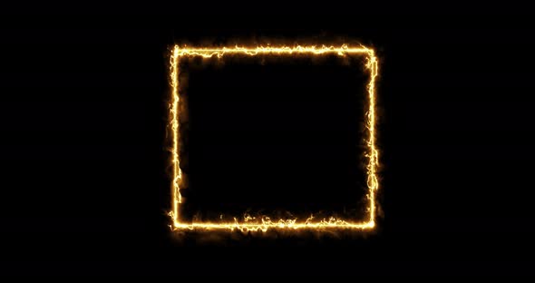 Fiery Yellow Red Rectangle on a Black Background