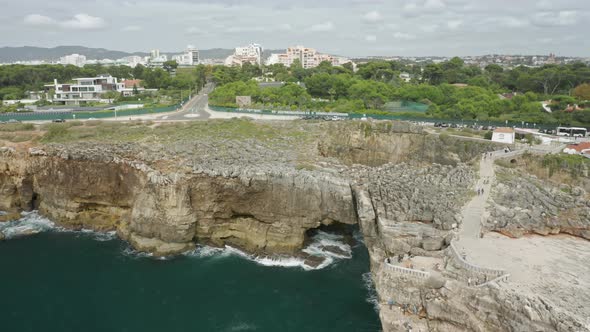 Landscape with Sharp Coastline Covered with Dense Greenery As Seen From Above