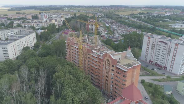 Aerial of buildings in Ternopil