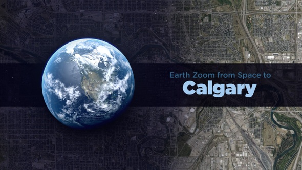 Calgary (Canada) Earth Zoom to the City from Space