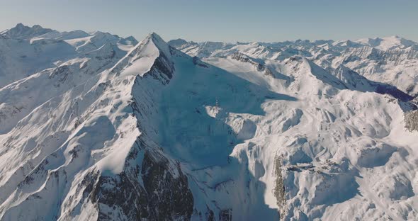 Drone Over Kitzsteinhorn Mountain Peaks