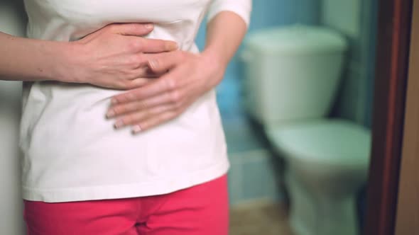 Diarrhea, Abdominal Pain in A Woman of The Toilet. 