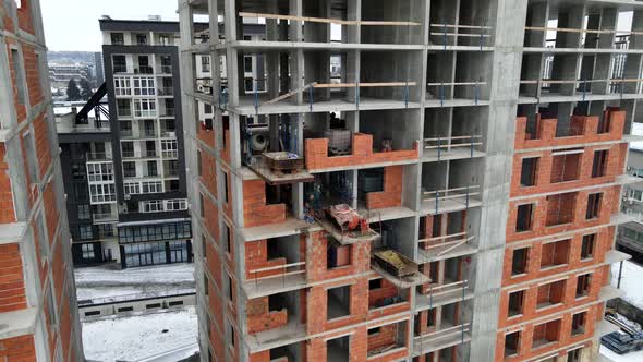 Apartment Building Construction Site Aerial View