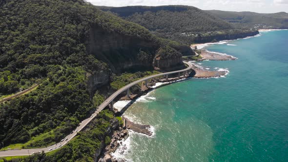 Sea Cliff Bridge in Australia. It's a Beautiful Road Along the Ocean. Beautiful Scenery on a Bright