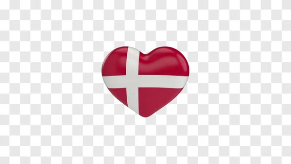 Denmark Flag on a Rotating 3D Heart