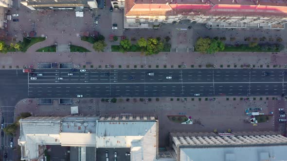 Heavy traffic of cars in Kiev.