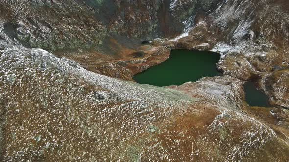 Aerial drone view of nature in Romania. Transfagarasan route in Carpathian mountains
