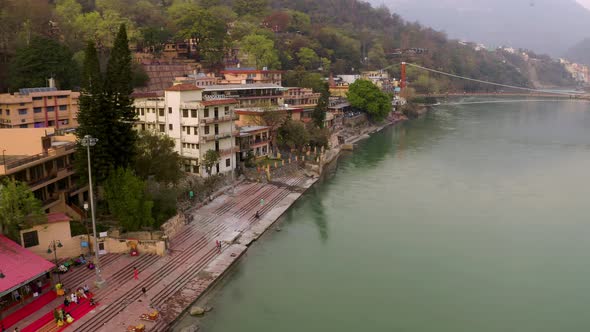 Aerial view on Rishikesh, India, 4k drone footage