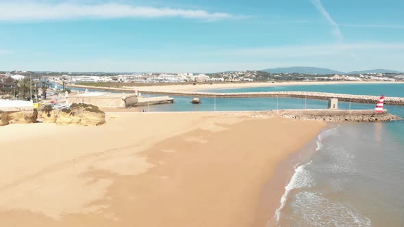 Fort of Ponta da Bandeira next to Bensafrim River's estuary, Lagos, Algarve Portugal