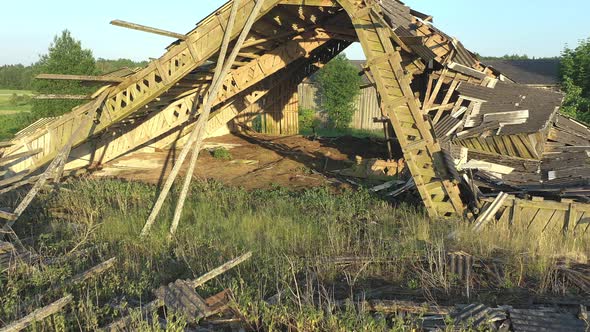 Drone Shot of an Abandoned Soviet Cattle Barn