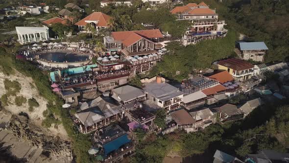 Aerial View of Famous Party Place Single Fin in Uluwatu.