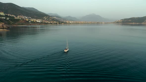 Yachts at Sea Filmed on a Drone