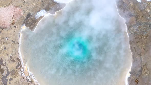 Flying Over the Great Geyser, Geysir in the Golden Circle, Iceland