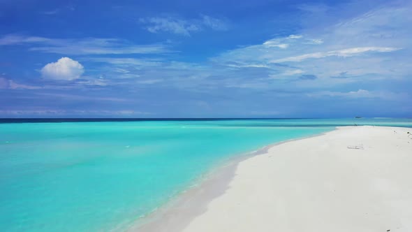 Aerial view abstract of marine coastline beach holiday by aqua blue water and bright sandy backgroun