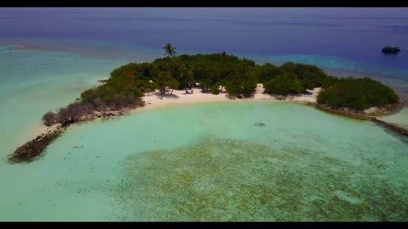 Aerial view panorama of paradise seashore beach trip by blue sea and clean sand background of advent