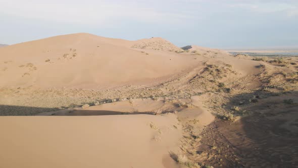 Aerial of Sand Dunes in Altyn Emel National Park in Kazakhstan