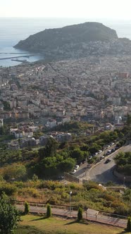 Vertical Video Alanya Turkey  a Resort Town on the Seashore