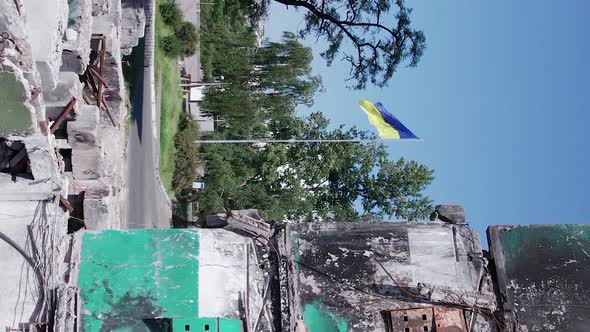 Vertical Video of a Bombedout House in Borodyanka Ukraine