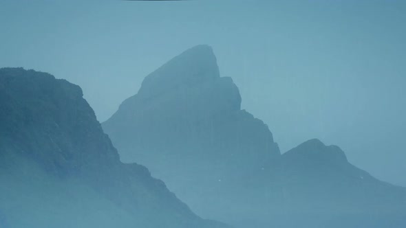 Misty Cliffs In Rain Storm