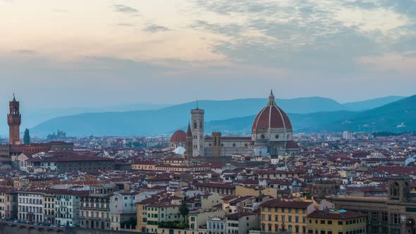 Sunset Time Lapse of Florence Skyline in Italy