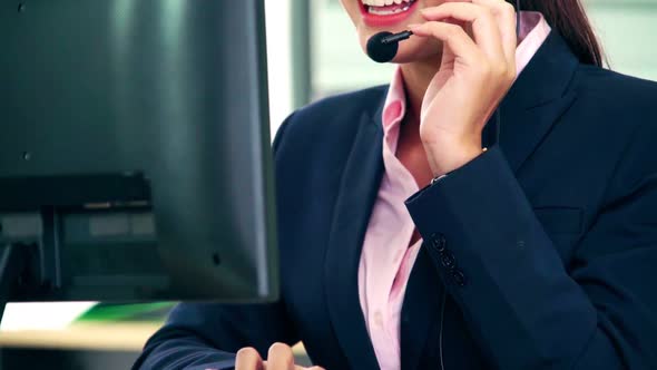 Business People Wearing Headset Working in Office