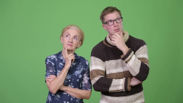 Grandmother and Grandson Thinking Together