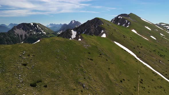 Mountains and hills on a summer day