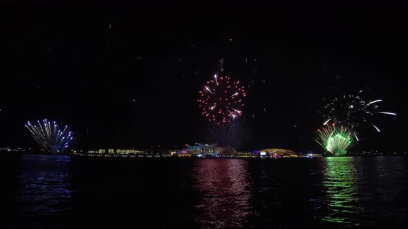 Fireworks in Yas Bay Celebrating Public Holiday Eid Al Adha