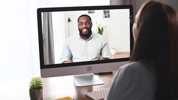 Diverse Coworkers Is Talking Online Via Video Call