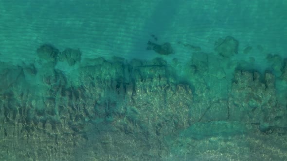 Beautiful beach on the Mediterranean Sea aerial view 4 K