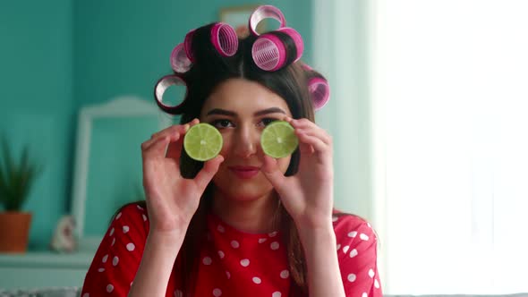 Beauty Portrait of Woman with Lime