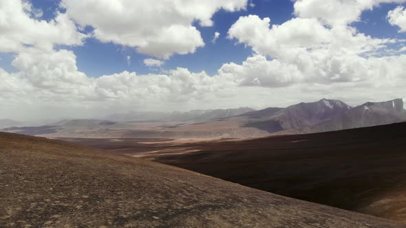 Aerial Over Arid Mountains Chain