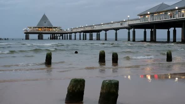 Heringsdorf pier on the German island of Usedom during sunset