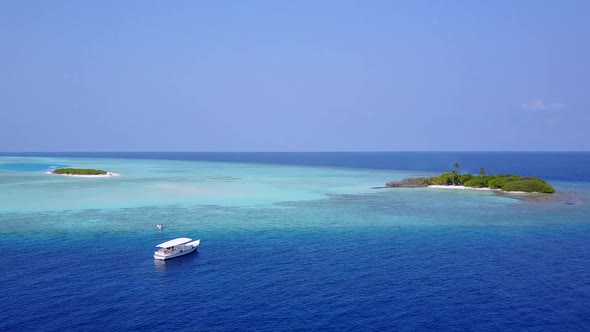 Aerial view sky of exotic resort beach by blue sea and sand background