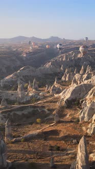 Vertical Video of Hot Air Balloons Flying in the Sky Over Cappadocia Turkey