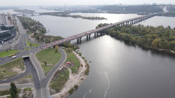 The Main River of Ukraine - Dnipro Near Kyiv. Slow Motion