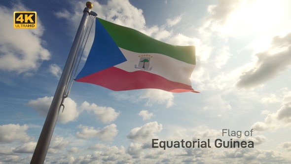 Equatorial Guinea Flag on a Flagpole - 4K