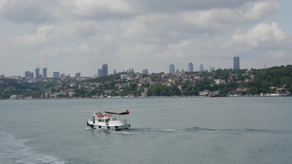 Small verry at the Bosphorus strait in Istanbul 