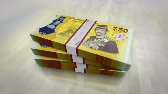 Brunei dollar money banknote pile packs