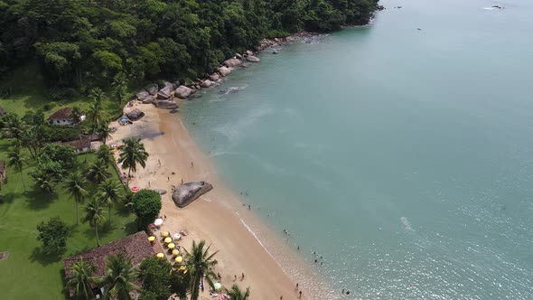 Paraty bay water. Beach landmark travel destination in Brazil.