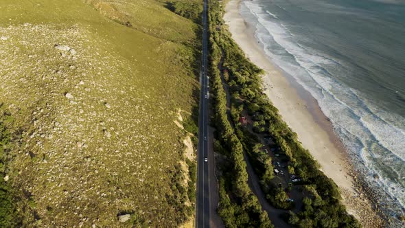 Aerial View of coastal road of Koeel Bay with, Cape Town NU, South Africa.