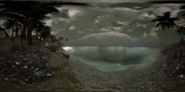 VR 360 Soft Twilight of the Amazing Tropical Marine Beach alt