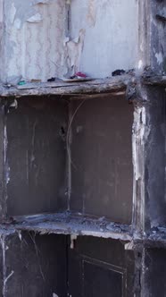 Vertical Video of War in Ukraine  Destroyed House