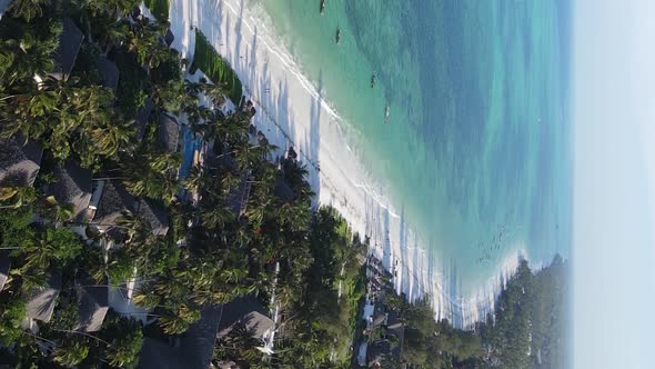 Zanzibar Tanzania  Vertical Video of the Ocean Near the Coast Slow Motion