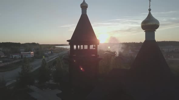 Christian wooden church in the village of Salym in the Urals in the Khanty Mansiysk region. 